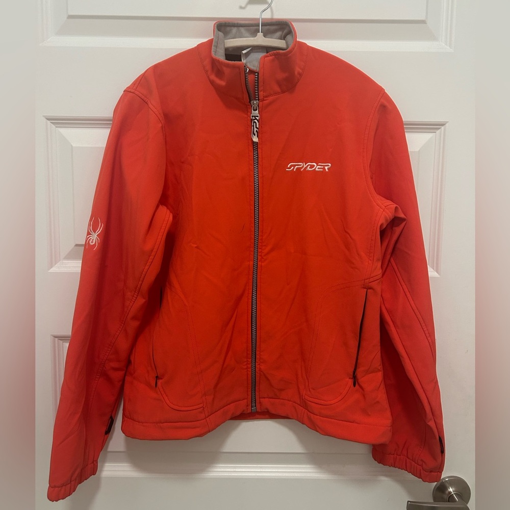 Spyder Women's Jacket Full Zip Orange Fleece Lined Sz 8  READ